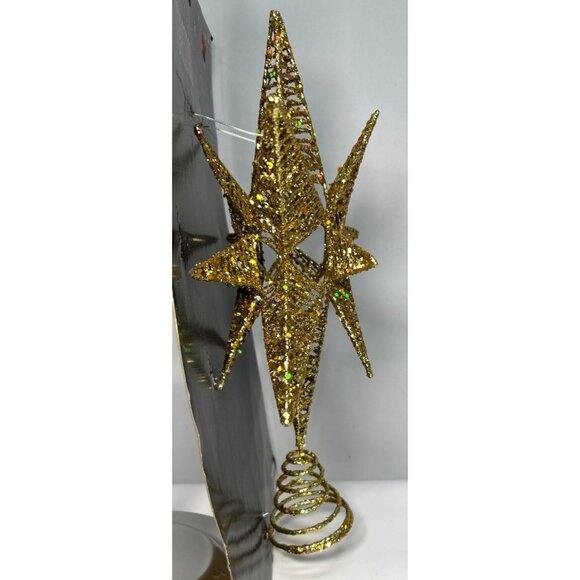 Gold Glitter Star Christmas Tree Topper Beautiful - Picture 3 of 4